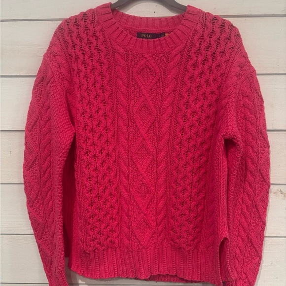 Polo by Ralph Lauren Women's Vibrant Pink Cable Knit Sweater - Picture 7 of 13